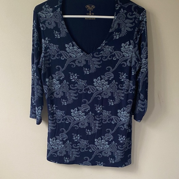 Blue Sky Navy Floral Blouse - Picture 1 of 3